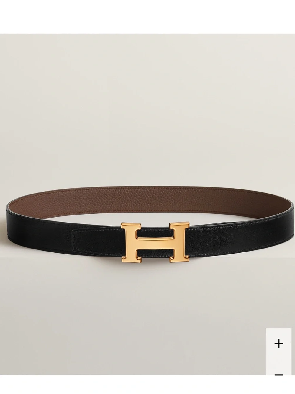 Hermes Black and Brown Reversible Leather Belt with H Buckle